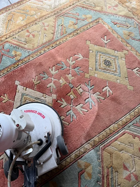 Specialist cleaning of a patterned rug